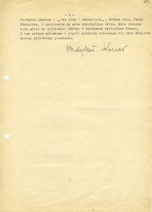 Pismo Władysława Komara do ministra spraw wewnętrznych Stanisława Kowalczyka z 7 IX 1976 r. (z zasobu IPN)